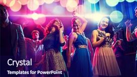  Presentation with celebration - PPT theme having dance - party holidays celebration nightlife background and a navy blue colored foreground