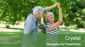  Presentation with senior couple - Amazing PPT layouts having dance - senior couple dancing in park backdrop and a forest green colored foreground