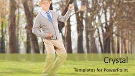  Presentation with air - Presentation theme featuring dance - senior man playing air guitar background and a yellow colored foreground