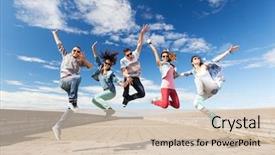 Presentation with teenage - Colorful PPT theme enhanced with dance - summer sport dancing and teenage backdrop and a soft green colored foreground