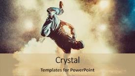  Presentation with cool - Audience pleasing PPT theme consisting of dance - young cool man break dancing backdrop and a lemonade colored foreground