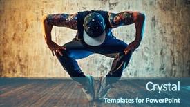  Presentation with tattoo - Colorful slide set enhanced with dance - young man break dancing backdrop and a ocean colored foreground