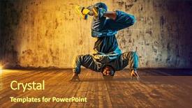  Presentation with vibrant blue - PPT theme consisting of dance - young man break dancing background and a tawny brown colored foreground