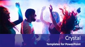  Presentation with young people in the club - Theme featuring dance - young people dancing in nightclub background and a navy blue colored foreground