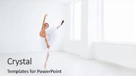  Presentation with empty space dance studio - Colorful presentation theme enhanced with dance ballet - beautiful ballerina dancing in studio backdrop and a white colored foreground
