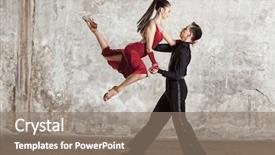  Presentation with couple - Presentation theme having dance beautiful couple dancing ballroom background and a gray colored foreground