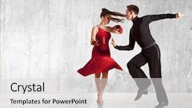  Presentation with couple - Colorful slide set enhanced with dance beautiful couple dancing ballroom backdrop and a light gray colored foreground