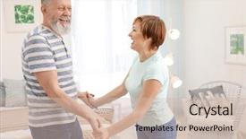  Presentation with dancing - Presentation theme having rhythm dance - happy mature couple dancing background and a soft green colored foreground