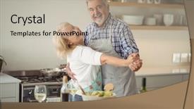  Presentation with at home senior care - Presentation theme having senior couple dancing in kitchen background and a  colored foreground