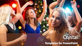  Presentation with party - Cool new PPT layouts with dance christmas - happy girls fun dansing backdrop and a tawny brown colored foreground