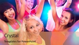  Presentation with dancing - Colorful theme enhanced with dance christmas - young people having fun dancing backdrop and a  colored foreground