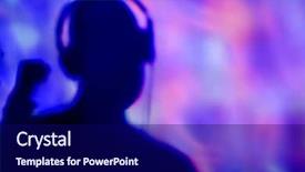  Presentation with headphones - Colorful presentation design enhanced with dance club with colorful backdrop and a navy blue colored foreground