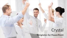  Presentation with victory team - Slide deck having dance conference - business concept - picture background and a light gray colored foreground