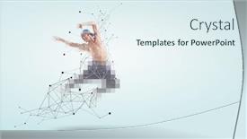  Presentation with dance - PPT theme having dance-connect-people-mixed-media background and a sky blue colored foreground