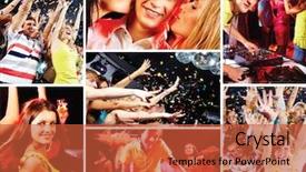  Presentation with people enjoying - Slides with dance events - collage of attractive young people background and a red colored foreground