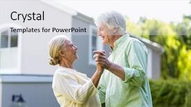  Presentation with couple dance - Beautiful presentation theme featuring dance face offs - senior couple dancing in yard backdrop and a sky blue colored foreground