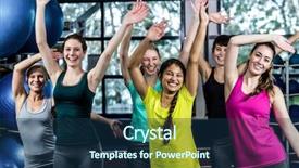  Presentation with dancing - Amazing slide set having dance fitness - fit group dancing and smiling backdrop and a ocean colored foreground