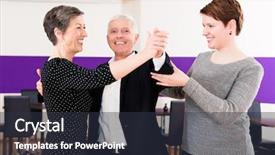  Presentation with couple dance - PPT theme consisting of dance instructor with senior couple background and a  colored foreground