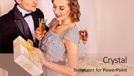  Presentation with birthday party gold black - Amazing slide set having dance old - couple on party drinking champagne backdrop and a coral colored foreground