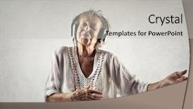  Presentation with musical instrument - Presentation design with dance old - grandmother pretending to be playing background and a light gray colored foreground