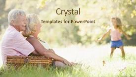  Presentation with grandparents - Slides consisting of dance old - grandparents at a picnic background and a soft green colored foreground