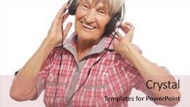  Presentation with punk rock music - Presentation enhanced with dance old - portrait of senior woman listening background and a  colored foreground