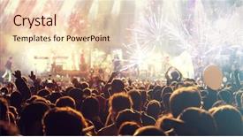  Presentation with fireworks on chinese new year - PPT theme featuring dance party - fireworks and crowd celebrating background and a lemonade colored foreground