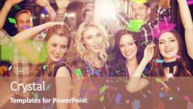  Presentation with dancing - Audience pleasing slides consisting of dance party - stylish friends dancing and smiling backdrop and a coral colored foreground