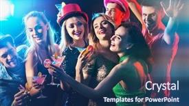  Presentation with fun work - Amazing PPT layouts having dance party group people dancing backdrop and a ocean colored foreground