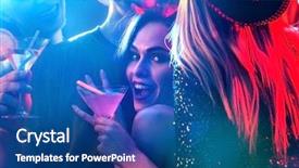  Presentation with night club - Slide set enhanced with dance party with group people background and a ocean colored foreground
