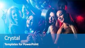  Presentation with night club - Amazing presentation design having dance party with group people backdrop and a teal colored foreground