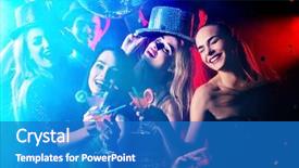  Presentation with youth group - PPT layouts featuring dance party with group people background and a teal colored foreground