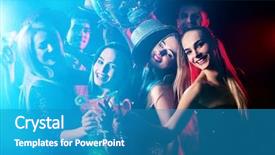  Presentation with hard work - Theme having dance party with group people background and a teal colored foreground