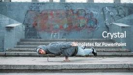  Presentation with performer - Theme featuring dance performer stands on one background and a gray colored foreground