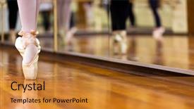  Presentation with dance - Slides featuring dance school - ballerinas in pointe position background and a gold colored foreground