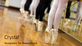  Presentation with dance - Theme enhanced with dance school - ballerinas in pointe position background and a yellow colored foreground