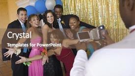 Presentation with prom - PPT theme enhanced with dance school - group of teenagers getting ready background and a tawny brown colored foreground