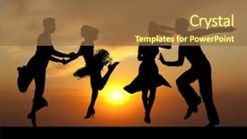  Presentation with sunset - Cool new PPT layouts with dance silhouette couple dancing ballroom backdrop and a tawny brown colored foreground