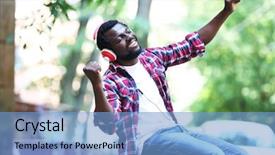  Presentation with music african american jazz musician - Slide deck featuring dance sing - african american man listening music background and a light blue colored foreground