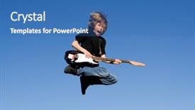  Presentation with guitar - Beautiful presentation theme featuring dance sing - child with guitar backdrop and a ocean colored foreground