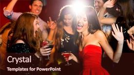  Presentation with sing - Amazing presentation theme having dance sing - happy friends having fun together backdrop and a wine colored foreground