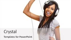  Presentation with african music - Slides having dance sing - young african woman dancing background and a light gray colored foreground