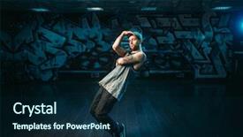  Presentation with performer - Slides with dance studio rap performer background and a navy blue colored foreground