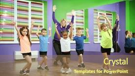  Presentation with class - Cool new slide set with dancing kids - dance teacher and children backdrop and a coral colored foreground