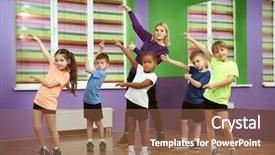  Presentation with dance children - Colorful presentation design enhanced with dance teacher and children backdrop and a violet colored foreground