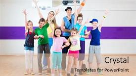  Presentation with fitness dance - Presentation theme with dance teacher giving children zumba background and a lemonade colored foreground
