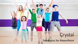 Presentation with fitness dance - Colorful presentation enhanced with dance teacher giving children zumba backdrop and a lemonade colored foreground