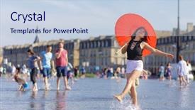  Presentation with umbrella - Colorful theme enhanced with dance thai - asian woman holding an umbrella backdrop and a lemonade colored foreground