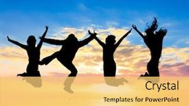  Presentation with dance - Beautiful slide deck featuring dance the night away friends silhouettes backdrop and a yellow colored foreground