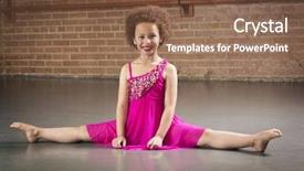  Presentation with empty space dance studio - Presentation theme enhanced with dancehall - gorgeous young ballerina background and a violet colored foreground